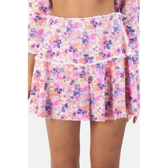 LoveShackFancy Ignacia Floral Tiered Ruffle Mini Skirt P A001312 - Picture 1 of 7